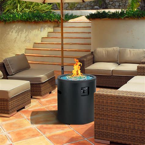Bali Outdoors Round Gas Fire Pit Propane Fire Column 23 Inch Cylinder