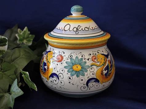 Deruta Raffaellesco Italian Pottery Garlic Jar Garlic Keeper Italy Ebay