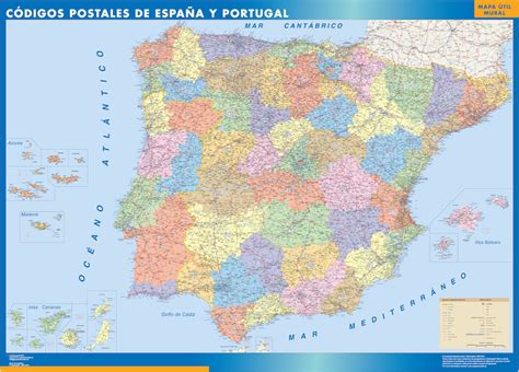 Karta över Spanien Postal Codes Väggkartor