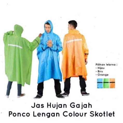 Jual Jas Hujan Ponco Lengan Colour Elepehant Gajah Poncho Murah
