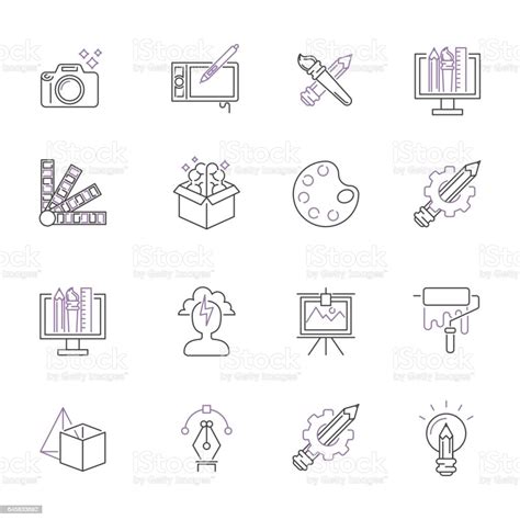 Art Icons Set Vector Illustration Design Linear Symbols Artistic