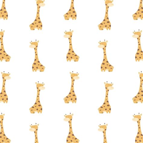 Premium Vector Cute Giraffes On Seamless Pattern