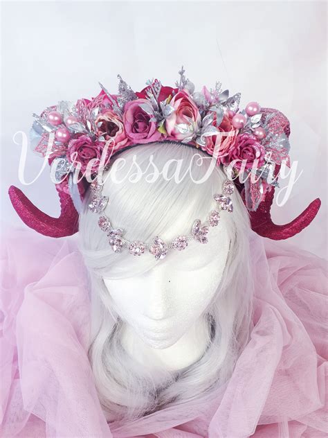 Pink Horns Headpiece Ram Horns Headpiece Silver And Candy Etsy Australia