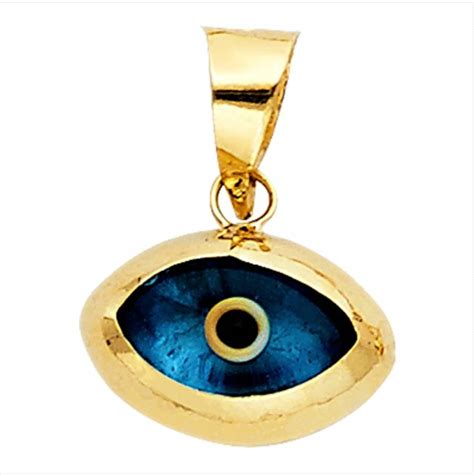 Real 14k Gold Evil Eye Charm Necklace All Seeing Eye Pendant Etsy