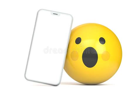 Smartphone Mockup With Blank Screen And Fun Emoji Character 3d Render