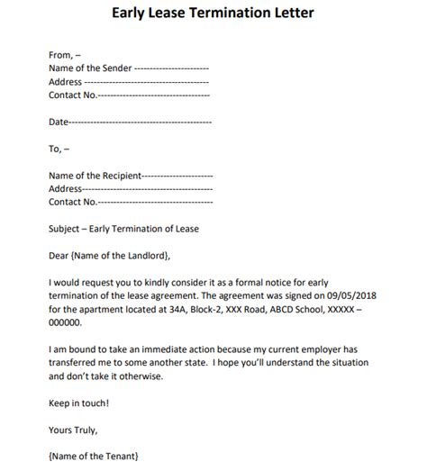 lease termination letter samples format and templates