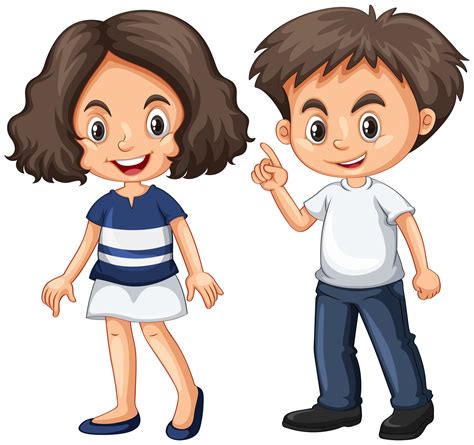 Cute Boy And Girl With Happy Face 607718 Vector Art At Vecteezy