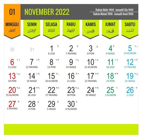 Kalender Jawa Bulan November 2022 Lengkap Pasaran Dan Wuku Halaman 2