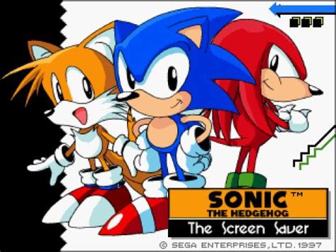 The loading screen artwork for Sonic The Screen Saver, a collection of screen savers on the PC ...