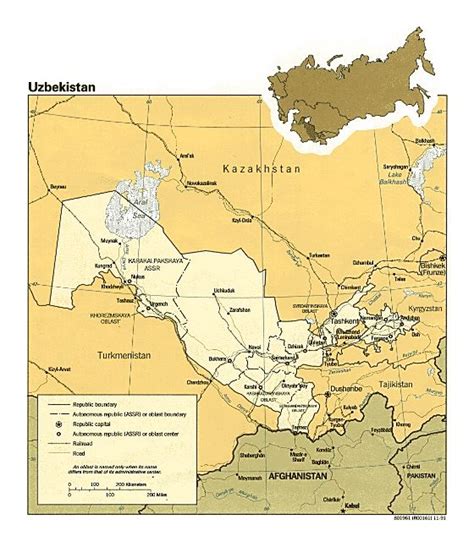 Detallado Mapa Político Y Administrativo De Uzbekistán Con Carreteras