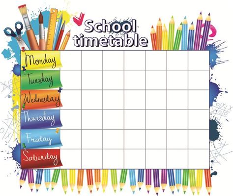 Image Result For Designs For Time Table Charts School Timetable