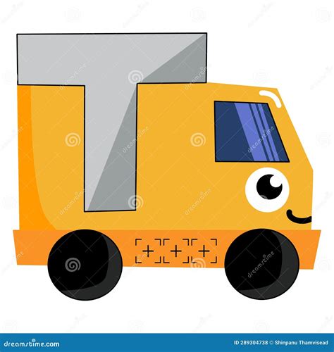 English Alphabet T With Truck Cartoon Illustration The Alphabet For