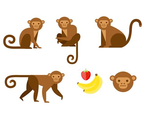 Flat Brown Monkey Vector Art And Graphics