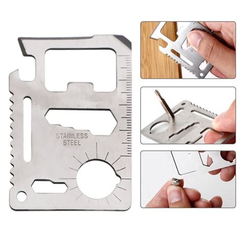 11 In 1 Credit Card Size Multi Tools Stainless Steel Survival Knife