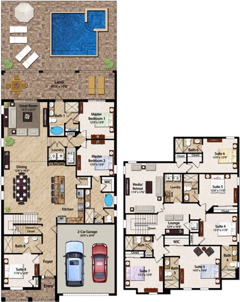 Two Story 8 Bedroom House Floor Plans Floorplansclick