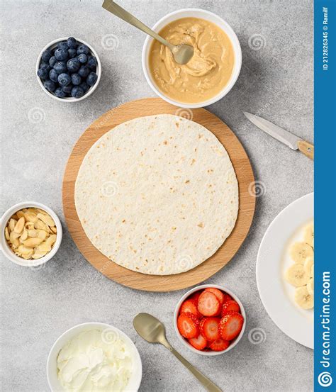 Tortilla Cooking Process With Different Fillings Of Peanut Butter
