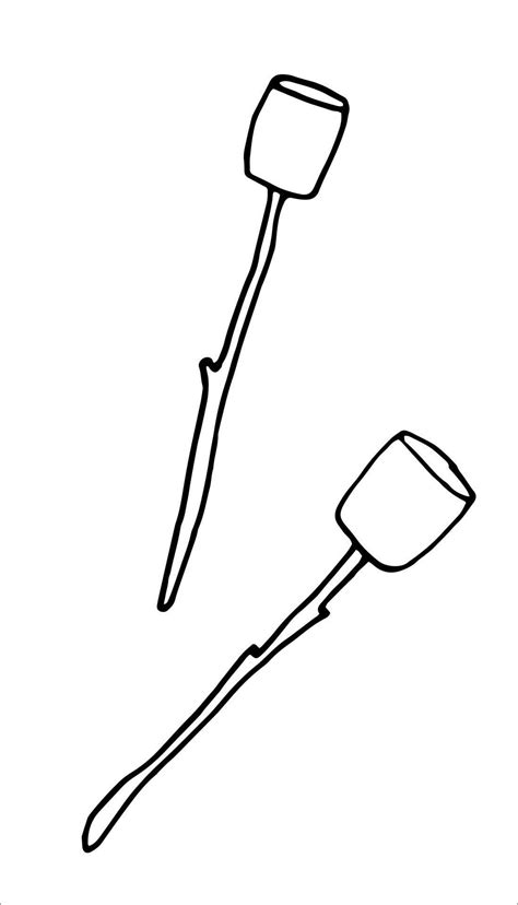 Marshmallow On Stick Hand Drawn Outline Doodle Icon Roasting