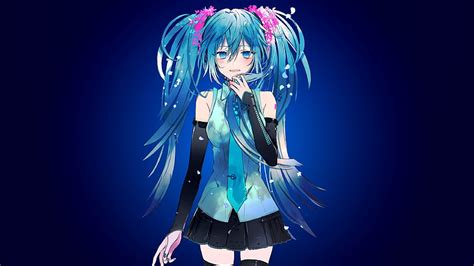 Vocaloid Hatsune Miku Aqua Hair Cute Smiling Anime Hd Wallpaper