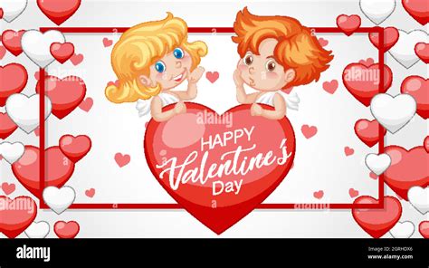 Valentine Theme With Cupid And Hearts Stock Vector Image And Art Alamy
