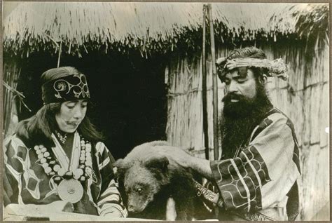 Married Aino Couple The Women With A Tattoed Beard Ainu People