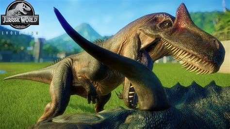 Jurassic World Evolution 2 Allosaurus Vs 3 Nasutoceratops Max Stats Jurassic Cinema Youtube