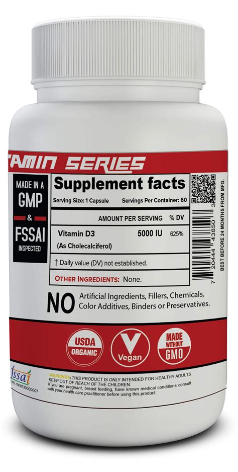 Always read the label to check what is in the supplement and consider. Buy Vitamin D3 5000IU Capsules in India | NutriJa ...
