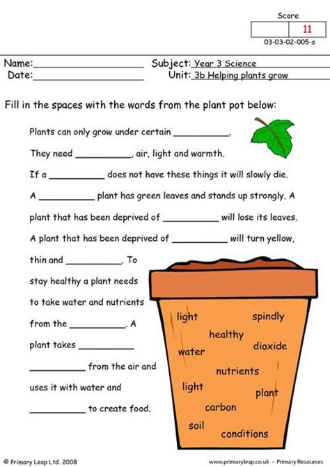 Free downloadable pdf worksheets for teachers: Year-3: Science: Unit-3b-helping-plants-grow-well ...