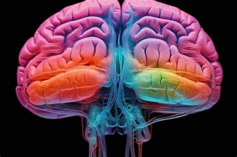 Premium AI Image Colored MRI Scan Of Human Brain Artificially Enhanced