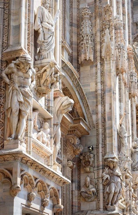 Milan Cathedral Duomo Di Milano Close Up Milan Italy Detail Of