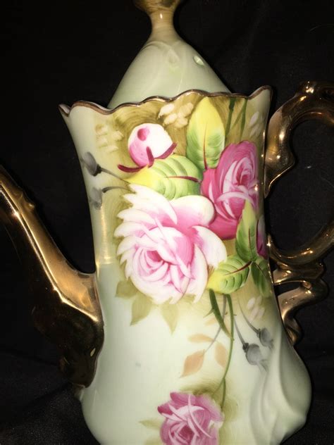 Vintage Lefton Hand Painted China 3065 Teapot Wlid Gold Etsy