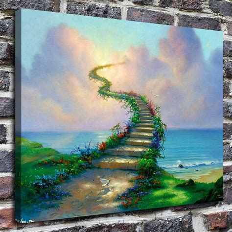 Stairway To Heaven Painting Hd Print On Canvas Home Decor Wall Art