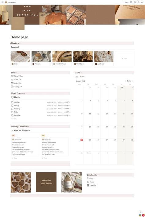 Minimal Aesthetic Beige Notion Template For 2022 Notions Templates