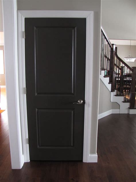 Black Doors With White Trim And Neutral Walls For The Downstairs