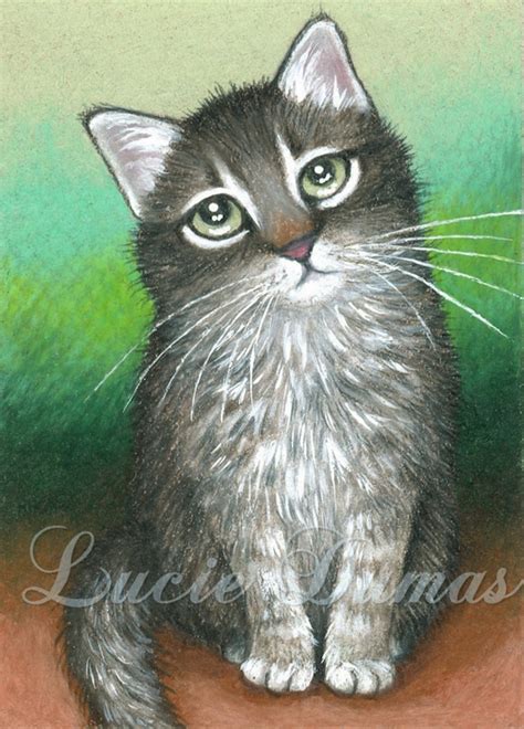 Items Similar To Aceo Art Print Cat 408 Painting By Lucie Dumas On Etsy