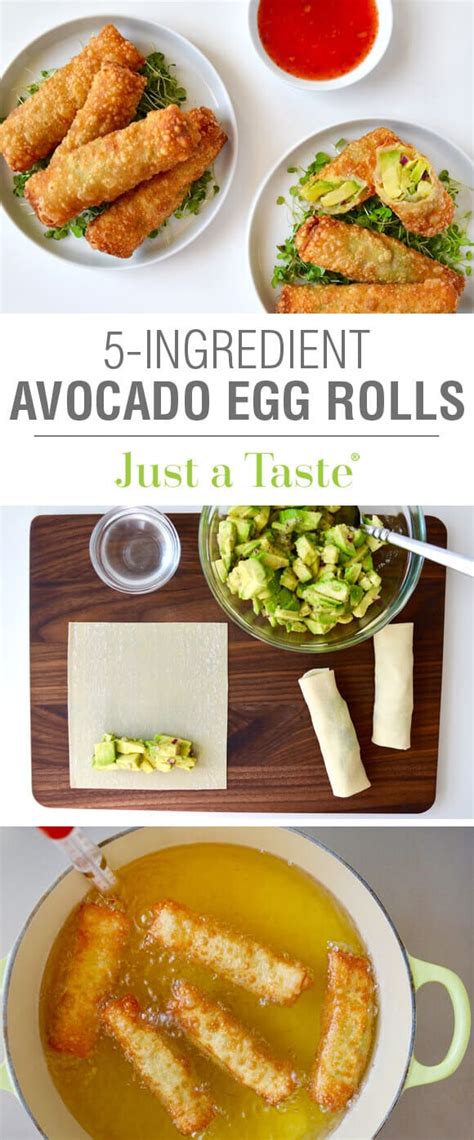 Fold the bottom corner up over the top of the filling. Just a Taste | 5-Ingredient Avocado Egg Rolls