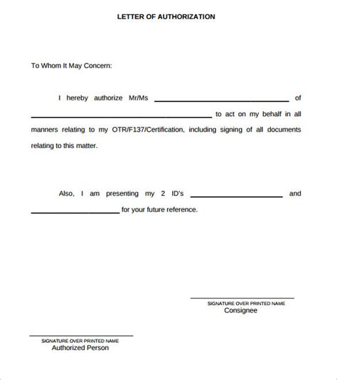 Free 8 Sample Letter Of Authorization Letter Templates In Pdf Ms Word