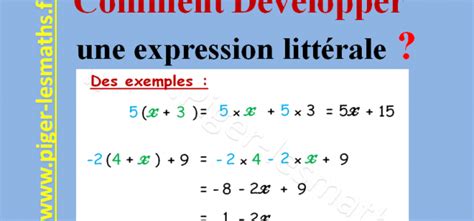 Calcul Littéral Développer Et Réduire Une Expression 4ème Mathématiques