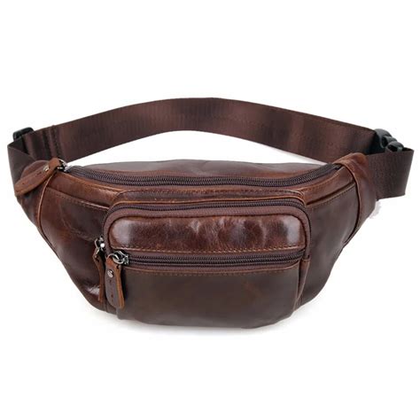 Vintage Style Genuine Leather Mans Waist Bag Fanny Bag For Male Belt