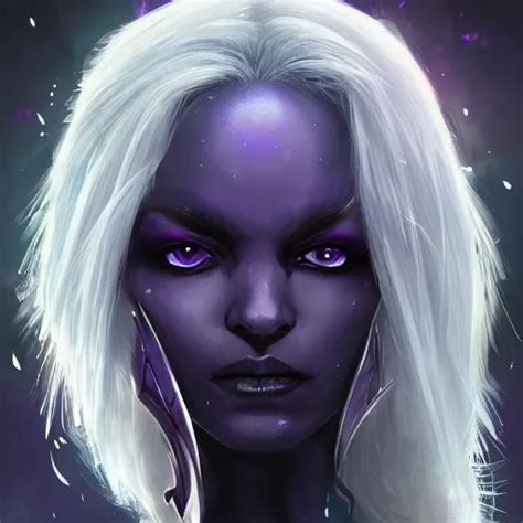 Fantasy Elf Drow With Dark Purple Skin Silver Hair Stable Diffusion