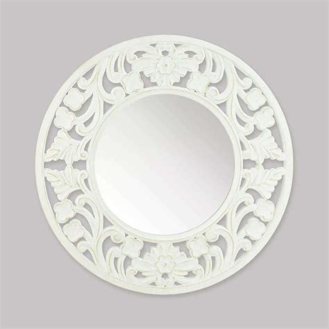 Carved Round White Wall Mirror The Fox Decor