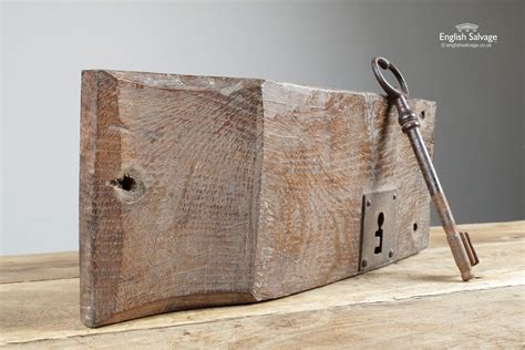 Old Rustic Oak Lock And Working Key