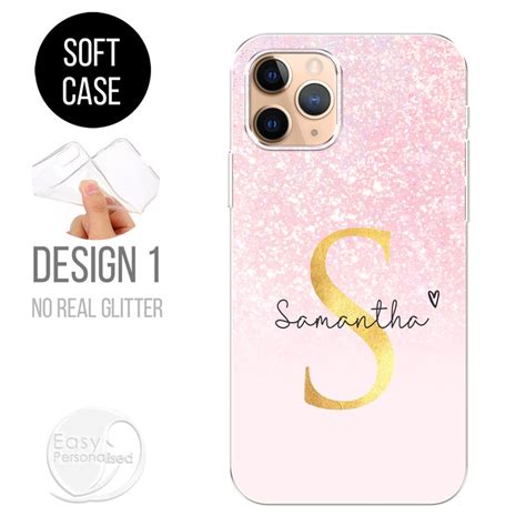 Personalised Phone Case Pink Marble Initials Custom Name Soft Etsy Uk