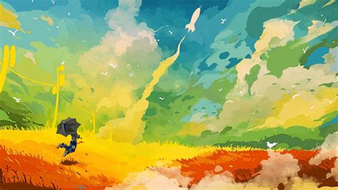 Wallpaper Sunlight Colorful Painting Illustration Sky Jumping