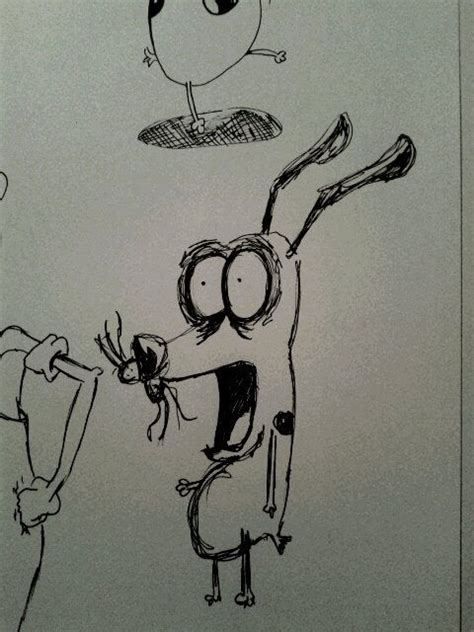Courage The Cowardly Dog In A Tim Burton Style Rough Sketch Drawing