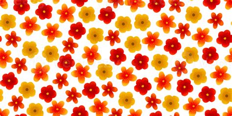 Simple Flower Pattern Hand Painted Seamless Pattern With Red And