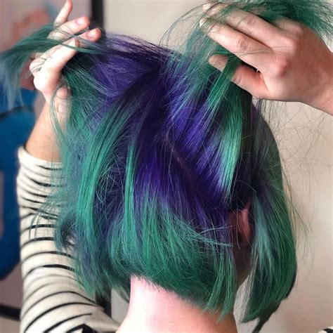 Purple Roots Teal Hair Hair Colour Design Color