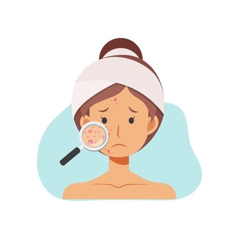 Premium Vector Illustration About Acne Skin Problems Concept Woman With Magnifying Glass Is