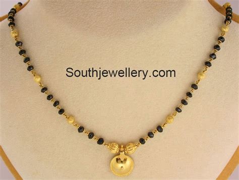 Trendy One Line Short Black Beads Mangalsutra Chains Jewellery Designs