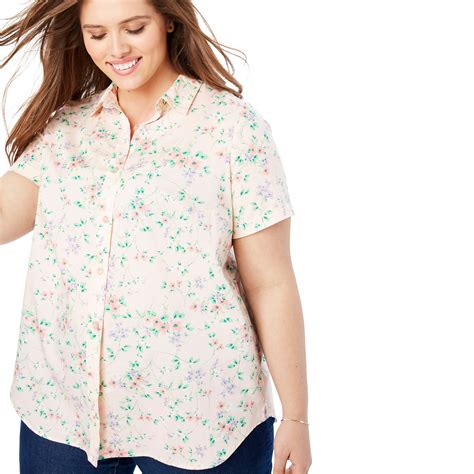 Woman Within Woman Within Plus Size Perfect Short Sleeve Button Down