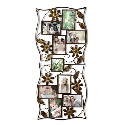 Adeco 9 Opening 4x6 Decorative Iron Wall Hanging Collage Picture Photo